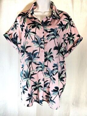 2/$20 Zeagoo XL Pink Tropical Palm Print Shirt